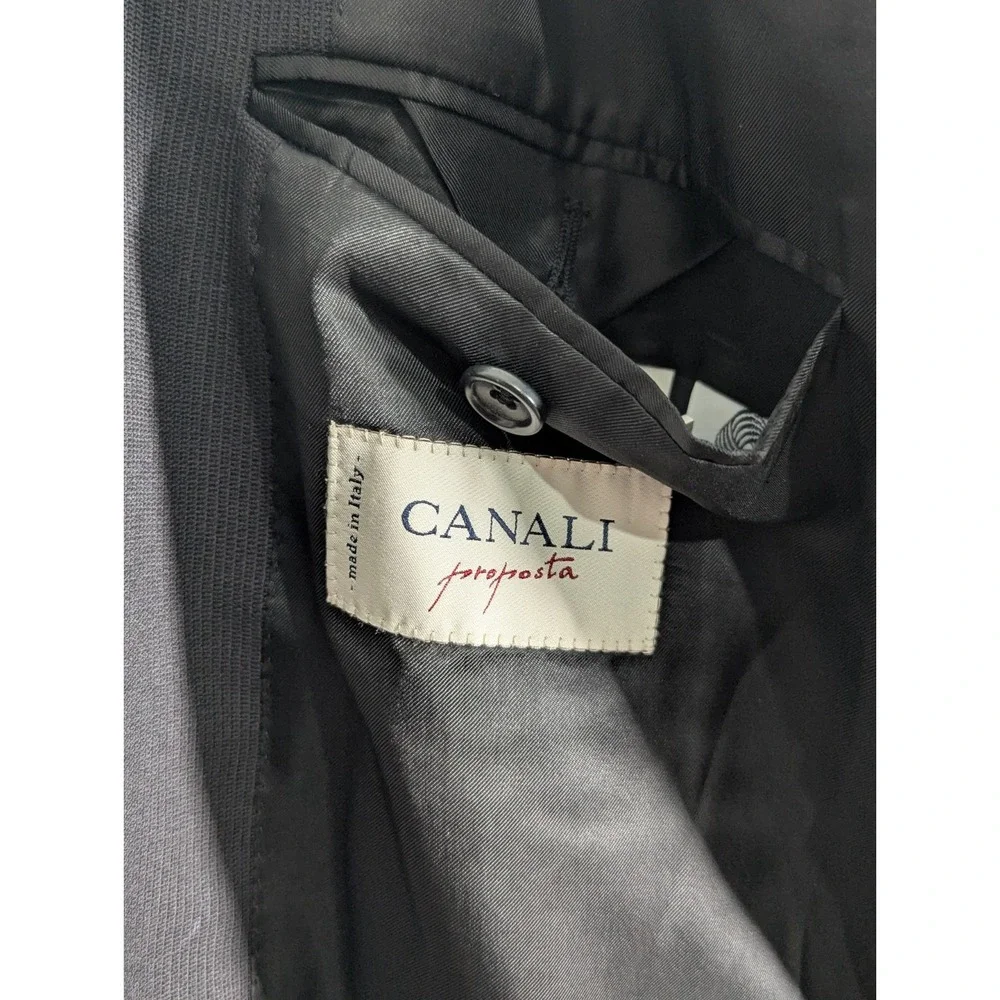 Canali proposta‎ Mens 54R Wool Blazer Sport Jacket 2 Button Black